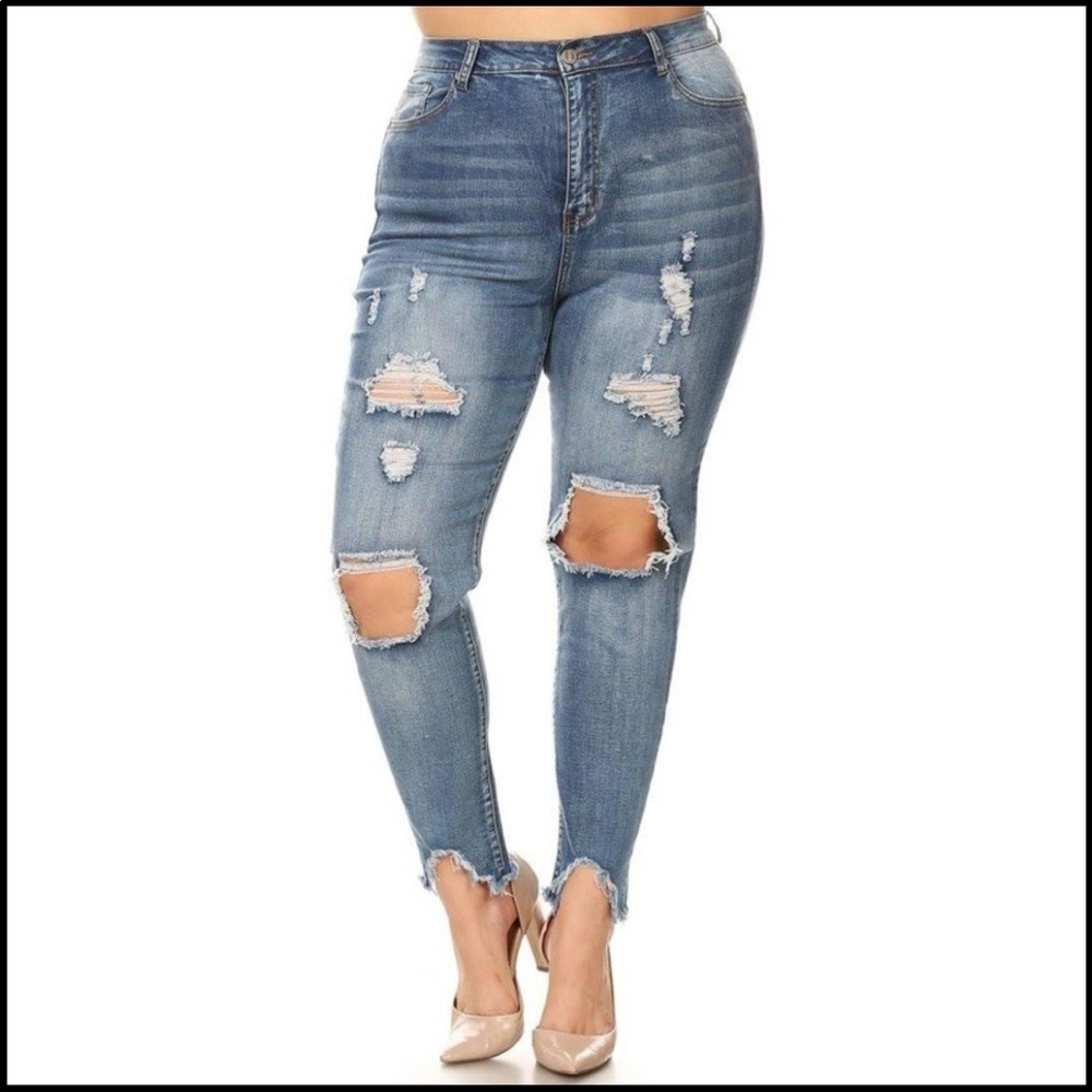Plus size distressed skinny jeans